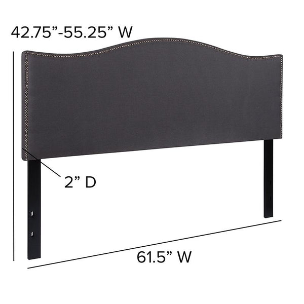 Lexington Upholstered Queen Size Headboard With Accent Nail Trim In Dark Gray Fabric By Flash Furniture | Headboards | Modishstore - 4