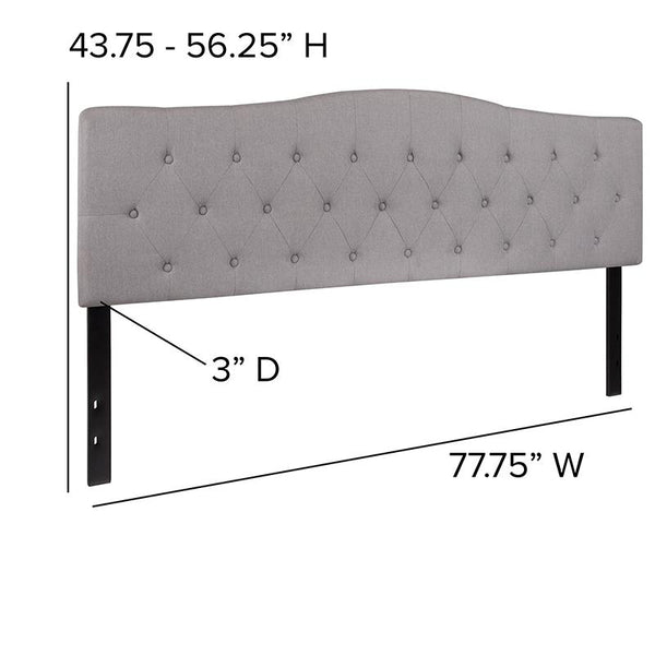 Cambridge Tufted Upholstered King Size Headboard In Light Gray Fabric By Flash Furniture | Headboards | Modishstore - 3