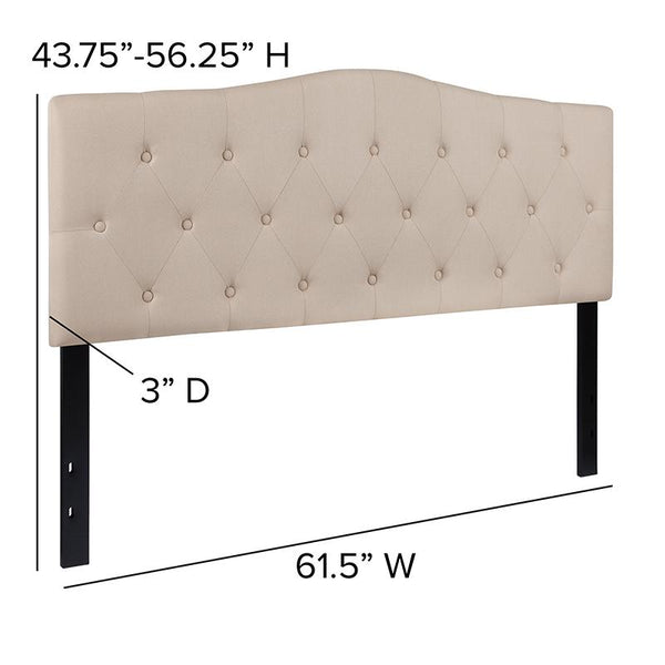 Cambridge Tufted Upholstered Queen Size Headboard In Beige Fabric By Flash Furniture | Headboards | Modishstore - 3