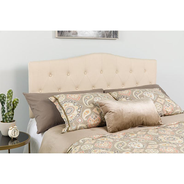 Cambridge Tufted Upholstered Queen Size Headboard In Beige Fabric By Flash Furniture | Headboards | Modishstore