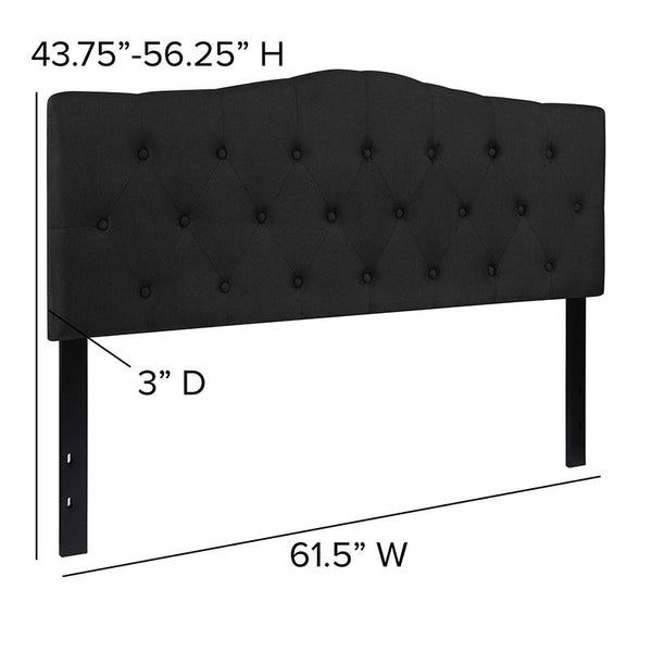 Cambridge Tufted Upholstered Queen Size Headboard In Black Fabric By Flash Furniture | Headboards | Modishstore - 4