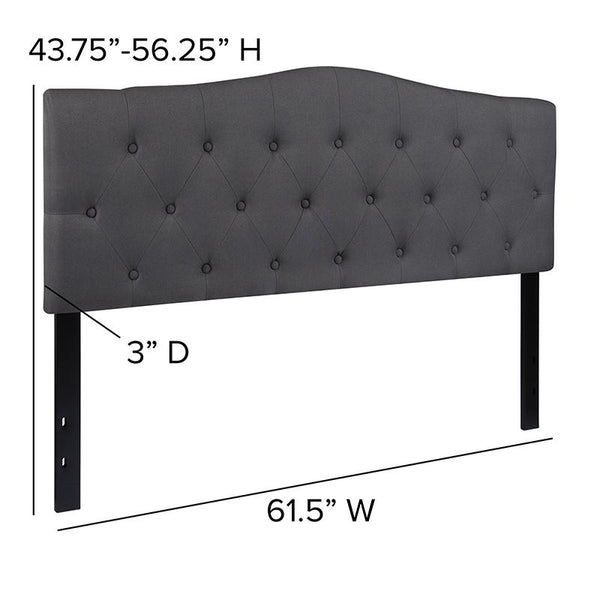 Cambridge Tufted Upholstered Queen Size Headboard In Dark Gray Fabric By Flash Furniture | Headboards | Modishstore - 4
