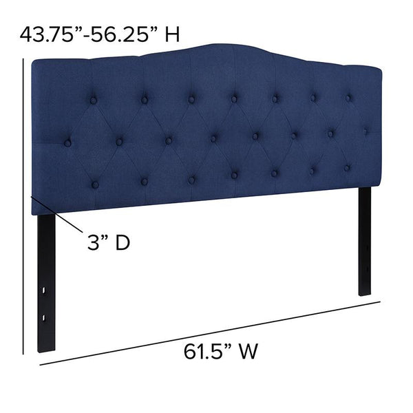Cambridge Tufted Upholstered Queen Size Headboard In Navy Fabric By Flash Furniture | Headboards | Modishstore - 4