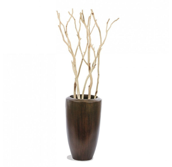 Sandblasted Redwood Branches in Wood Grain Barrel Planter by Gold Leaf Design Group | Botanicals | Modishstore