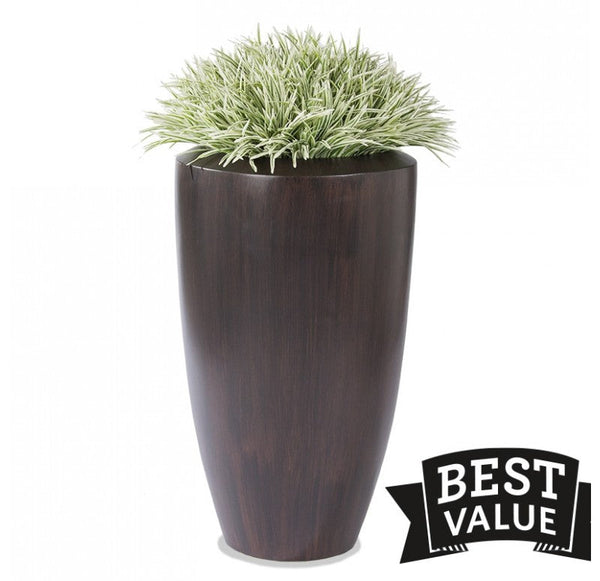 Grass: Zebra Grass in Barrel Planter, Wood Grain, LG by Gold Leaf Design Group | Planters, Troughs & Cachepots | Modishstore