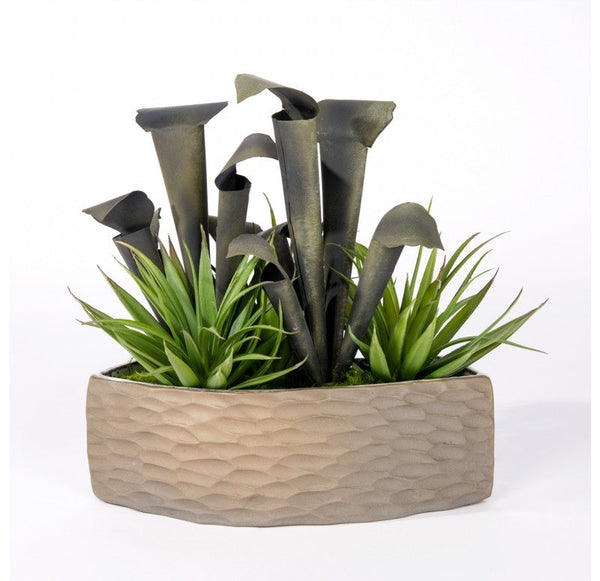 Metal Pitcher Plant in Hagi Planter by Gold Leaf Design Group | Planters, Troughs & Cachepots | Modishstore