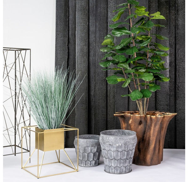 Floating Gold Cube Planter by Gold Leaf Design Group | Outdoor Planters, Troughs & Cachepots | Modishstore-2