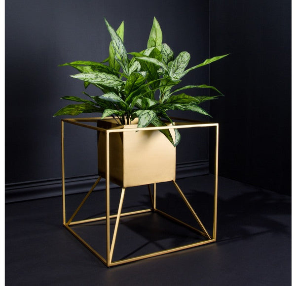 Floating Gold Cube Planter by Gold Leaf Design Group | Outdoor Planters, Troughs & Cachepots | Modishstore
