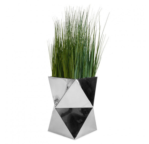 Grass: Japanese Grass in Stainless Polygon Planter by Gold Leaf Design Group | Planters, Troughs & Cachepots | Modishstore