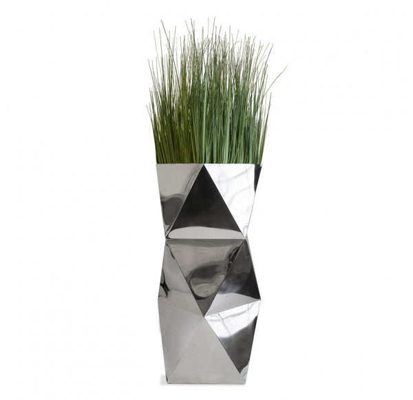 Grass: Japanese Grass in Stainless Polygon Planter by Gold Leaf Design Group | Planters, Troughs & Cachepots | Modishstore-3