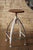 Kalalou Metal Stool With Adjustable Top - Rust Seat With Antique White Base-2
