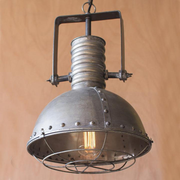 Kalalou Large Metal Pendant With Cage | Modishstore | Pendant Lamps