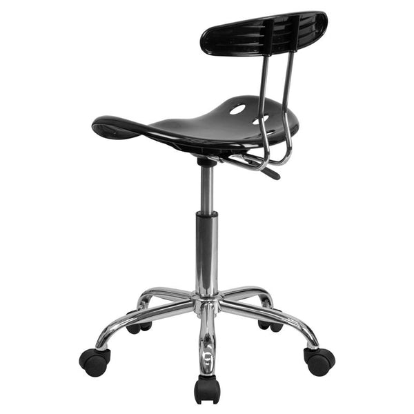 Vibrant Black And Chrome Swivel Task Office Chair With Tractor Seat By Flash Furniture | Office Chairs | Modishstore - 3