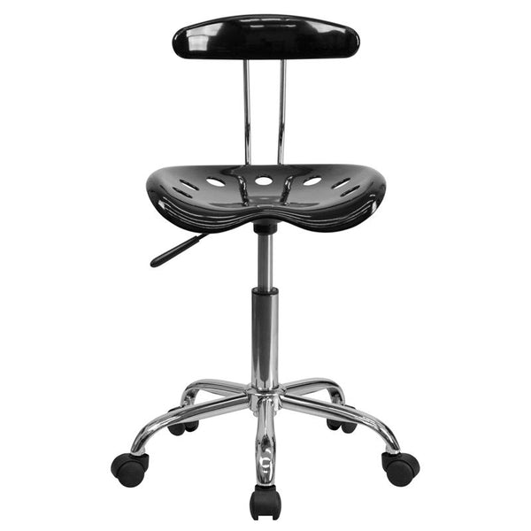 Vibrant Black And Chrome Swivel Task Office Chair With Tractor Seat By Flash Furniture | Office Chairs | Modishstore - 4