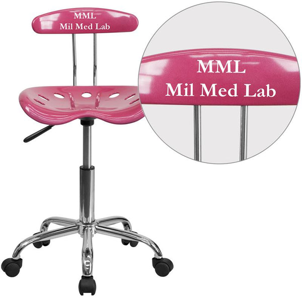Personalized Vibrant Pink And Chrome Swivel Task Office Chair With Tractor Seat By Flash Furniture | Office Chairs | Modishstore