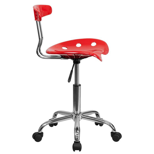 Vibrant Red And Chrome Swivel Task Office Chair With Tractor Seat By Flash Furniture | Office Chairs | Modishstore - 2