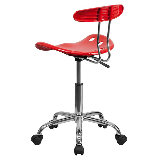 Vibrant Red And Chrome Swivel Task Office Chair With Tractor Seat By Flash Furniture | Office Chairs | Modishstore - 3