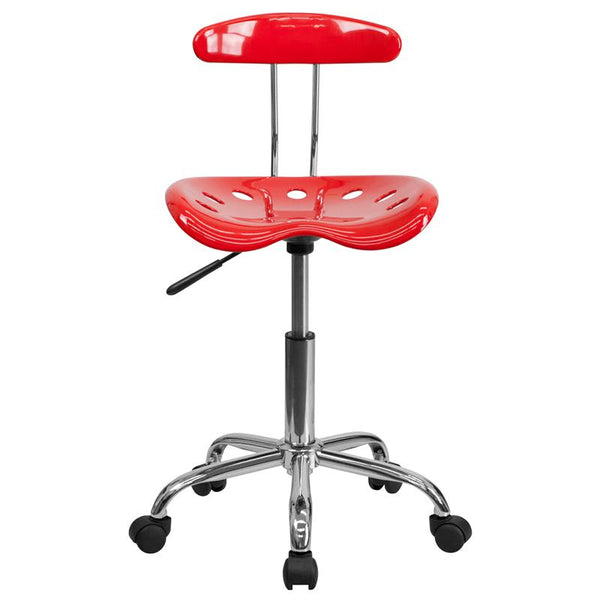 Vibrant Red And Chrome Swivel Task Office Chair With Tractor Seat By Flash Furniture | Office Chairs | Modishstore - 4