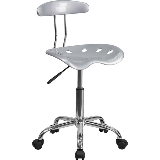 Vibrant Silver And Chrome Swivel Task Office Chair With Tractor Seat By Flash Furniture | Office Chairs | Modishstore