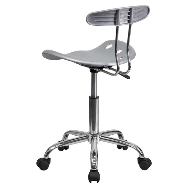 Vibrant Silver And Chrome Swivel Task Office Chair With Tractor Seat By Flash Furniture | Office Chairs | Modishstore - 3