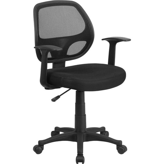 Mid-Back Black Mesh Swivel Ergonomic Task Office Chair With T-Arms - Desk Chair, Bifma Certified By Flash Furniture | Office Chairs | Modishstore