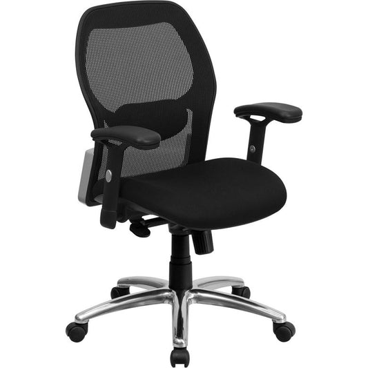 Mid-Back Black Super Mesh Executive Swivel Office Chair With Knee Tilt Control And Adjustable Lumbar & Arms By Flash Furniture | Office Chairs | Modishstore