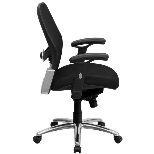 Mid-Back Black Super Mesh Executive Swivel Office Chair With Knee Tilt Control And Adjustable Lumbar & Arms By Flash Furniture | Office Chairs | Modishstore - 2