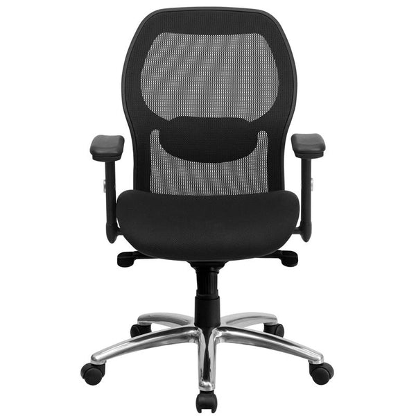Mid-Back Black Super Mesh Executive Swivel Office Chair With Knee Tilt Control And Adjustable Lumbar & Arms By Flash Furniture | Office Chairs | Modishstore - 4