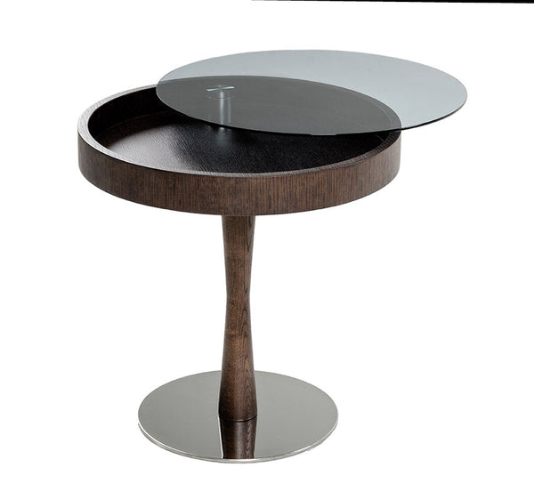 Vig Furniture Modrest Jackson - Modern Brown Oak End Table w/ Glass | Modishstore | End Tables