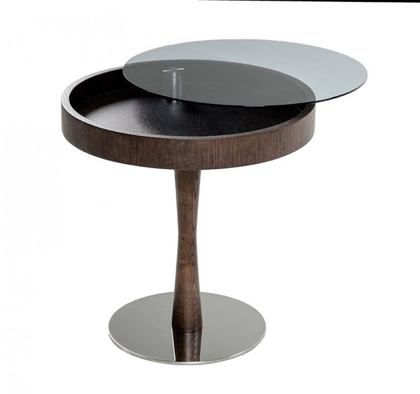 Vig Furniture Modrest Jackson - Modern Brown Oak End Table w/ Glass | Modishstore | End Tables-2