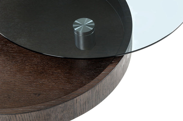 Vig Furniture Modrest Jackson - Modern Brown Oak End Table w/ Glass | Modishstore | End Tables-4