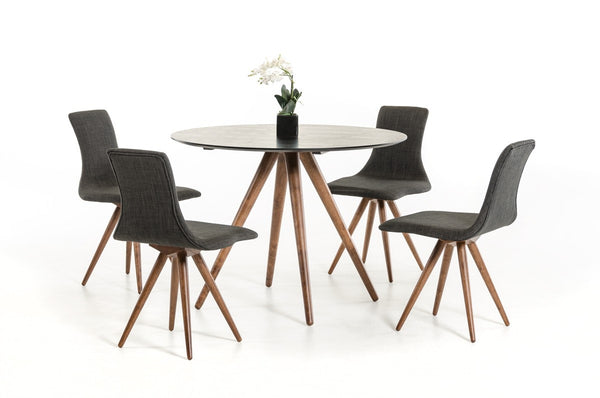 Vig Furniture Modrest Tracer - Contemporary Black and Walnut Round Dining Table | Modishstore | Dining Tables-2