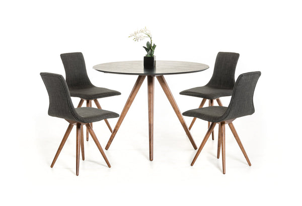 Vig Furniture Modrest Tracer - Contemporary Black and Walnut Round Dining Table | Modishstore | Dining Tables
