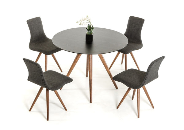Vig Furniture Modrest Tracer - Contemporary Black and Walnut Round Dining Table | Modishstore | Dining Tables-3