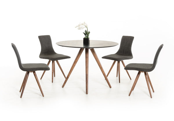 Vig Furniture Modrest Tracer - Contemporary Black and Walnut Round Dining Table | Modishstore | Dining Tables-4