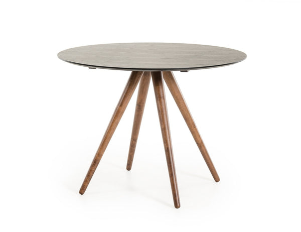 Vig Furniture Modrest Tracer - Contemporary Black and Walnut Round Dining Table | Modishstore | Dining Tables-5