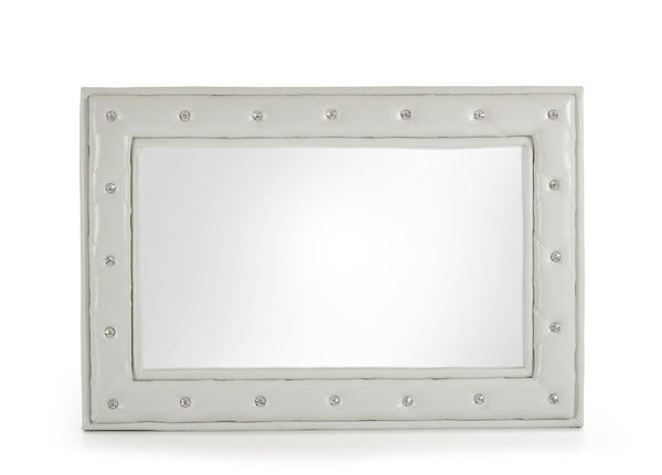 Vig Furniture Modrest Melody Modern White w/ Crystals Mirror | Modishstore | Mirrors