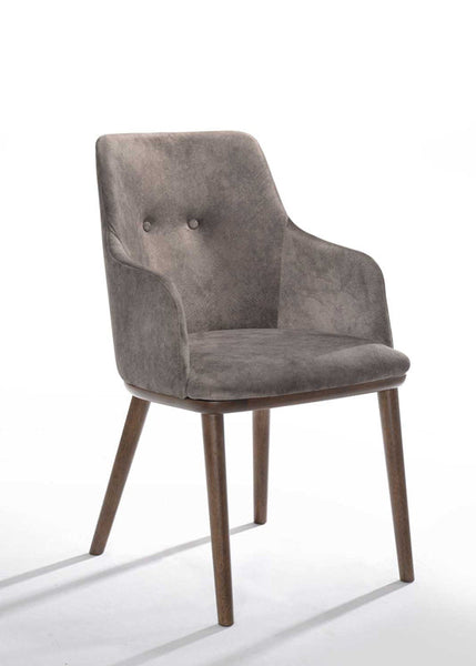 Vig Furniture Modrest Theresa Modern Grey & Walnut Dining Chair (Set of 2) | Modishstore | Dining Chairs