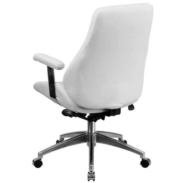Flash Furniture BT-90068M-WH-GG Mid-Back White Leather Executive Swivel Office Chair | Office Chairs | Modishstore-4
