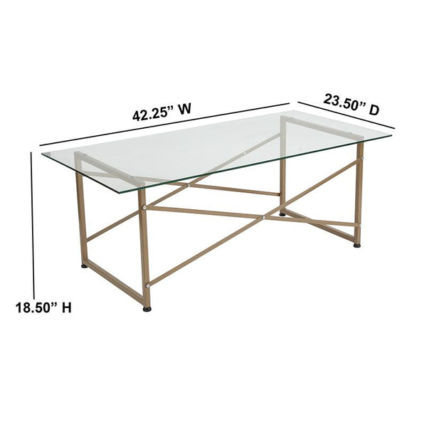 Mar Vista Collection Glass Coffee Table With Matte Gold Frame By Flash Furniture | Coffee Tables | Modishstore - 3