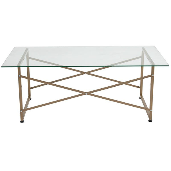 Mar Vista Collection Glass Coffee Table With Matte Gold Frame By Flash Furniture | Coffee Tables | Modishstore - 2