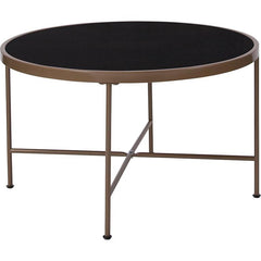 Chelsea Collection Black Glass Coffee Table With Matte Gold Frame By Flash Furniture