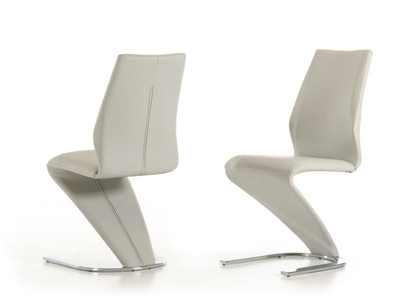 Vig Furniture Penn - Modern Light Grey Leatherette Dining Chair (Set of 2) | Modishstore | Dining Chairs