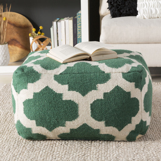 Surya Poufs Cube Pouf - Geometric - POUF-150 | Poufs | Modishstore