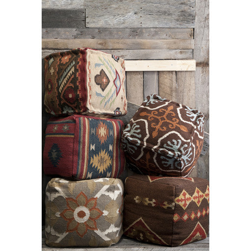 Surya Poufs Cube Pouf - Floral - POUF-33 | Poufs | Modishstore
