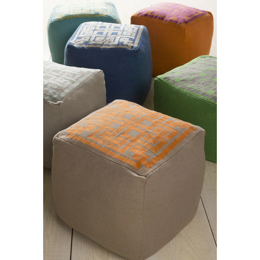 Surya Poufs Cube Pouf - Geometric - POUF-193 | Poufs | Modishstore
