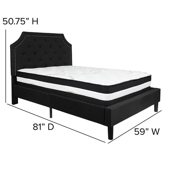 Brighton Full Size Tufted Upholstered Platform Bed In Black Fabric With Pocket Spring Mattress By Flash Furniture | Beds | Modishstore - 4