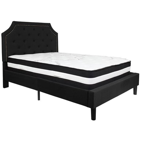 Brighton Full Size Tufted Upholstered Platform Bed In Black Fabric With Pocket Spring Mattress By Flash Furniture | Beds | Modishstore - 2