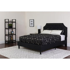 Brighton Queen Size Tufted Upholstered Platform Bed In Black Fabric With Pocket Spring Mattress By Flash Furniture