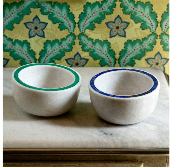 Bowl, Marble w/ Malachite Inlay/Lapis Inlay  by Gold Leaf Design Group | Decorative Bowls | Modishstore-3